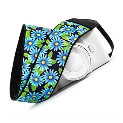 Blue Flower Camera Strap, for DSLR, SLR or Mirrorless Cameras and Binoculars