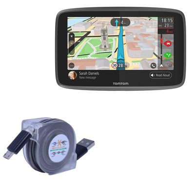 BoxWave Cable Compatible with Tomtom Go 5200 - miniSync, Retractable, Portable Sync Cable