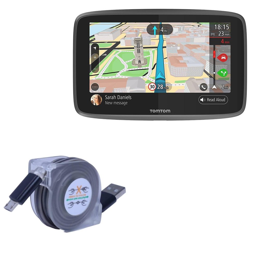 BoxWave Cable Compatible with Tomtom Go 5200 - miniSync, Retractable, Portable Sync Cable
