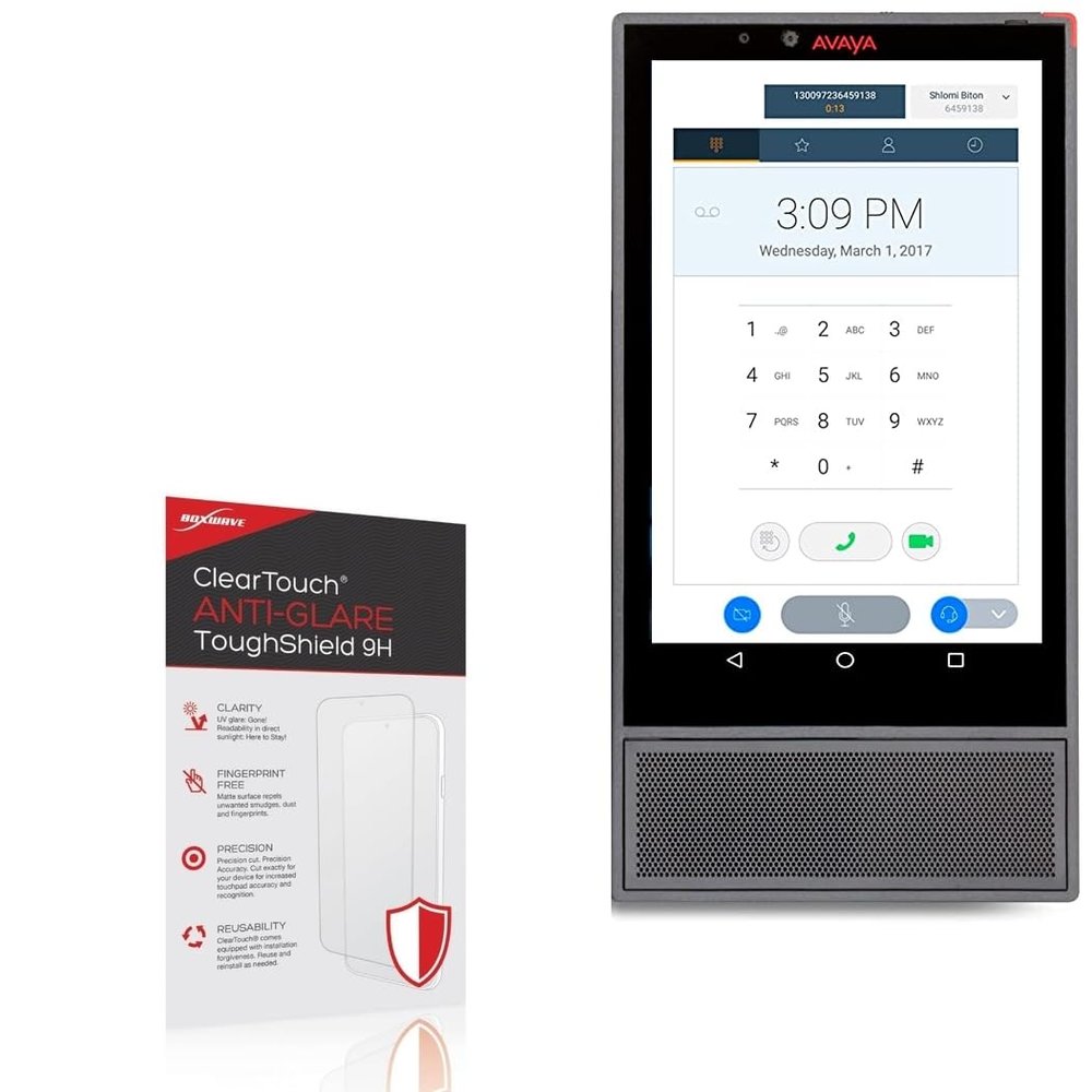 BoxWave Screen Protector Compatible With Avaya K175 - ClearTouch Anti-Glare ToughShield 9H (2-Pack), Anti-Glare 9H Tough Flexible Film Screen Protector