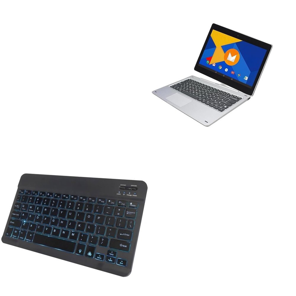 BoxWave Keyboard Compatible with E Fun Nextbook Ares 11 - SlimKeys Bluetooth Keyboard - with Backlight, Portable Slim LED 7 Colors - Jet Black
