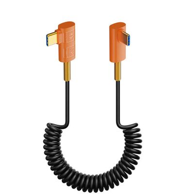 MysRuida 0.6-3.6ft USB 4.0 Type C Coiled Cable, 40Gbps Bidirectional, 240W PD Charging, 8K@60Hz 4K@240Hz Video, Left Right to Middle Bend Male Spring Spiral Cord for Thunderbolt 4/3, Laptop, Monitor