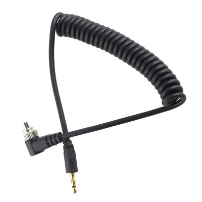 2.5mm to Male Flash PC Sync Cable with Screw Lock, 39.3in Extenable Coiled Cord Compatible for Most DSLR Camera Flash Trigger