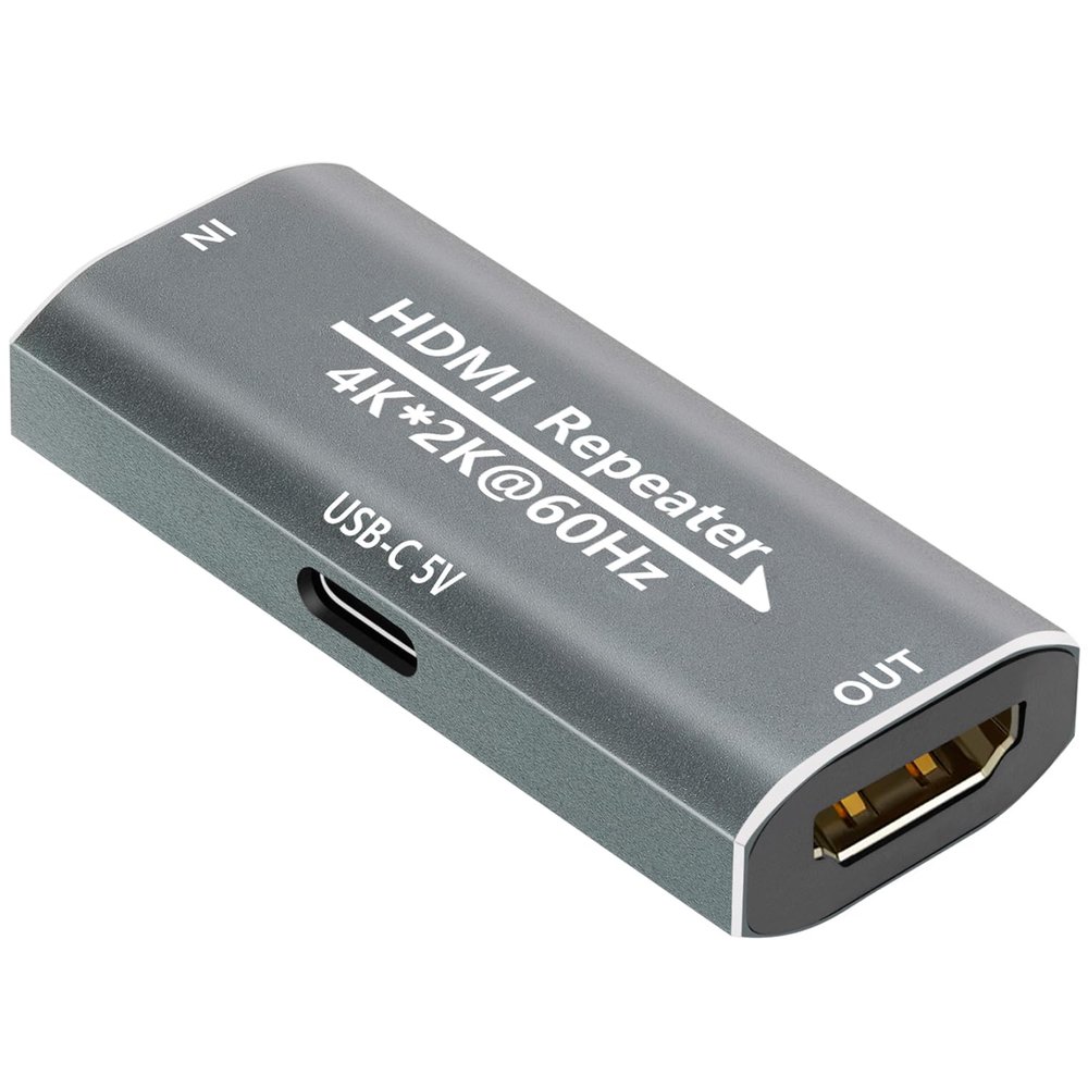 HDMI Repeater 4K 60Hz hdmi 2.0 Signal Booster Amplifier Extender with Power Required for TV/Laptop/PS4/DVD, Plug & Play