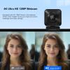 4K Webcam for PC, PDAF Streaming Camera with Dual Noise-reducing Mics, Fast Auto Focus, Auto Light Correction, 5x Zoom, 8MP USB Webcam with Privacy Cover, Plug and Play, for Switch 2/ Zoom/Teams/Meet view 2