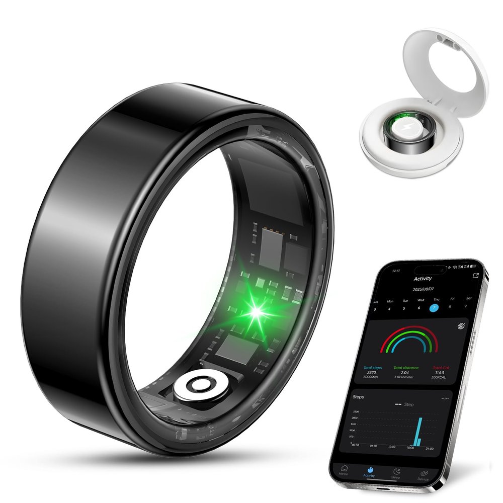 Ajblg Smart Ring, Men's and Women's Smart Rings, smartwatch with 5ATM Waterproof/Fitness Tracker/Activity Tracker, Compatible with Android and iPhone(US 12)