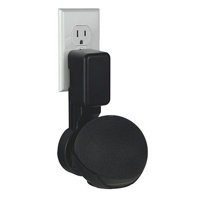 NoveraPrime Wall Mount Holder for Dot 4th/5th Gen & Hopestar H52 (Black), Outlet Hanger Stand with Built-in Cable Management, No Screws Drilling, Space-Saving Speaker Mount for Indoor Spaces, Type 5