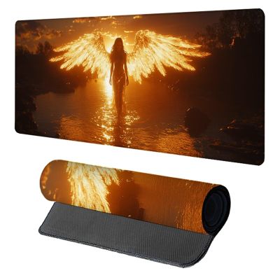 Woman Mouse Pad, Gaming Mouse Pad 24x12in, Desk Mat with Stitched Edges, Large Mousepad Waterproof, Gaming Accessories Keyboard Mat, Office Desk Accessories, for Gamer Computer Office, Orange C-2440