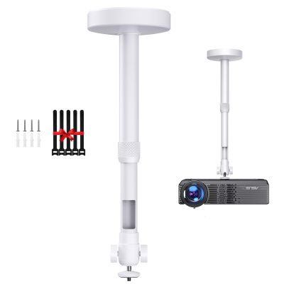 DAWASAPAT Projector Mount for Ceiling/Wall - -Inch Screw Adjustable Tilt&Swivel Hanging Wall Mount Hanger Rack with Extension Pole for Mini Projector with Cable Ties