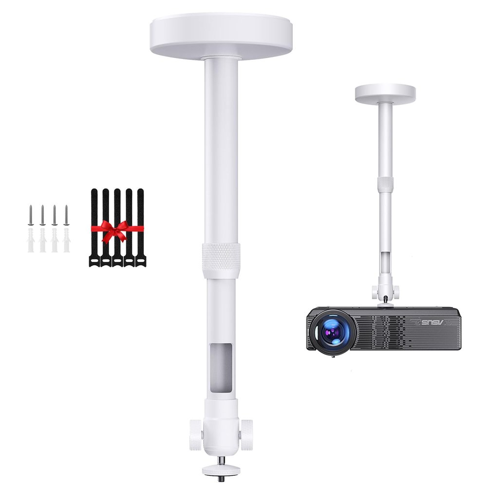 DAWASAPAT Projector Mount for Ceiling/Wall - -Inch Screw Adjustable Tilt&Swivel Hanging Wall Mount Hanger Rack with Extension Pole for Mini Projector with Cable Ties