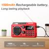 Portable Radio AM FM 1500mAh Rechargeable with Best Reception, Transistor shortwave Radio Wireless Bluetooth Speaker, with Large LCD Screen, Support TF Card U Disk, Earphone, Sleep Timer (Red) view 2