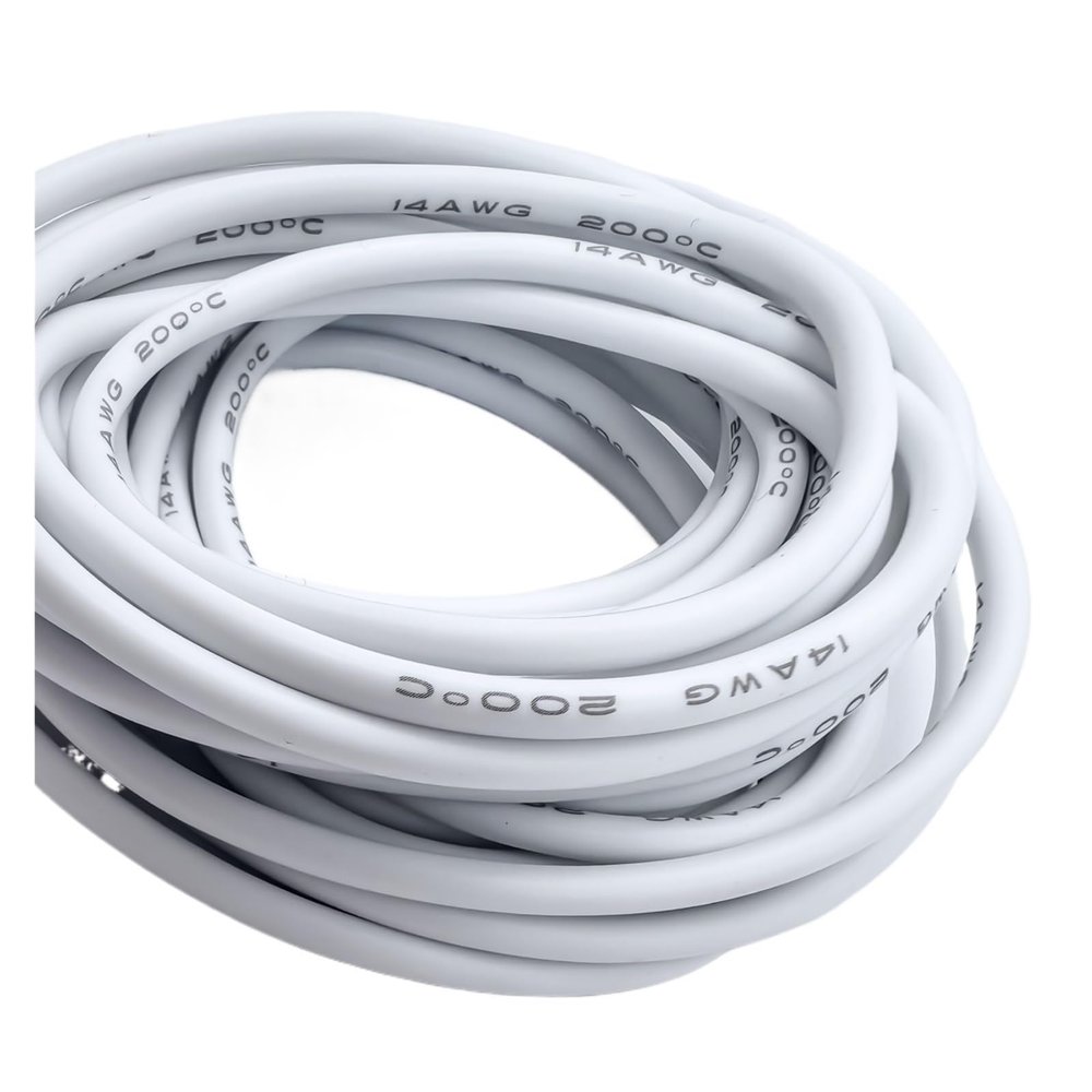 14/16/18/20/22/24/26/28/30 AWG Silicone Electric Wire 3 meter/10ft- Soft, Flexible Tin-Copper Wire High Temperature Resistant(White,3M_18 AWG)