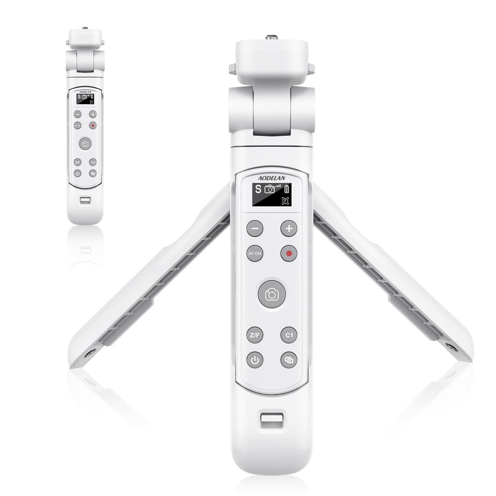 AODELAN for Sony Camera Tripod with Rechargeable Wireless Shutter Release,Shooting Grip Remote Control Handle for ZV-E10,ZV-1F,ZV-1,A7C,A7III,A7R IV,A6100,A6400,A6700,FX30,A9 II,DSC-RX0 II(White)