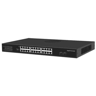 POE-2402AG 26-Port Gigabit PoE Switch with 24 PoE Ports & 2 SFP Uplink Ports, 10/100/1000Mbps, 380W PoE Power, Fanless Silent Design, VLAN & Surge Protection