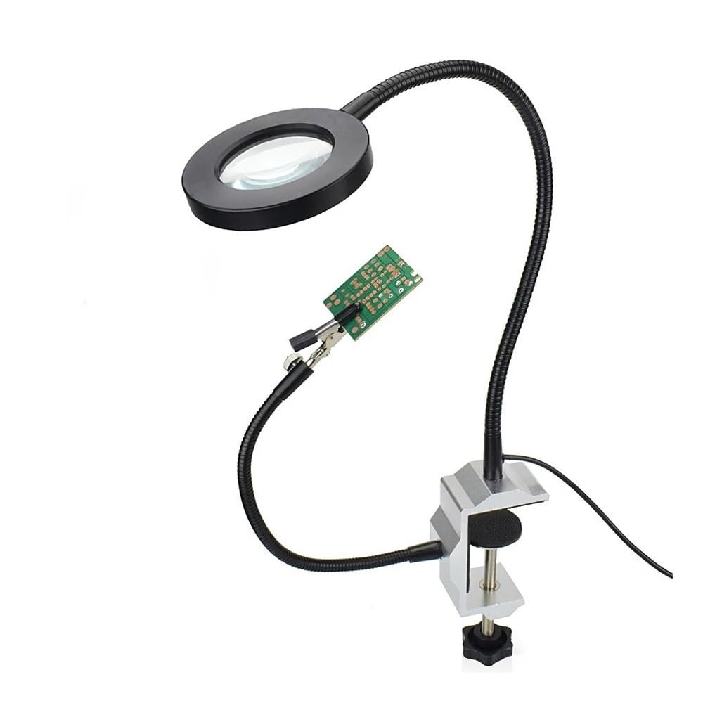 LJSM Lab Microscope Slides Flexible Soldering Iron Clip USB 3X Illuminated Magnifying Glass Lighting Table Clamp Repairing Helping Magnifier Welding Loupe Microscope Parts
