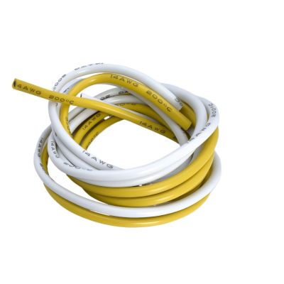 Two Color Wire 16-18-20-22-24-26-28-30 Gauge Silicone Yellow/White Stranded Tinned Copper Hookup Wire Kit DIY(1M PER Color_28 AWG)