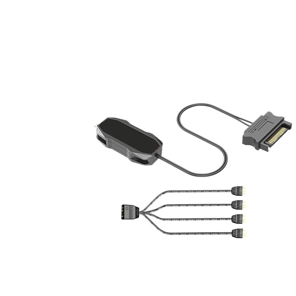 ARGB Controller 5V 3pin to SATA Power Supply RGB Controller 3PIN Hub for Computer CPU Case Cool Fan L*/ED Light Radiator(Black 3 in 1)