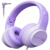 awatrue Kids Headphones, 74/85/94dB Volume Limiter, Foldable Wired Over Ear Headphones for Travel, 3.5mm Jack, Toddler Headphones for School, Chromebook, iPad, Tablet, Purple view 1