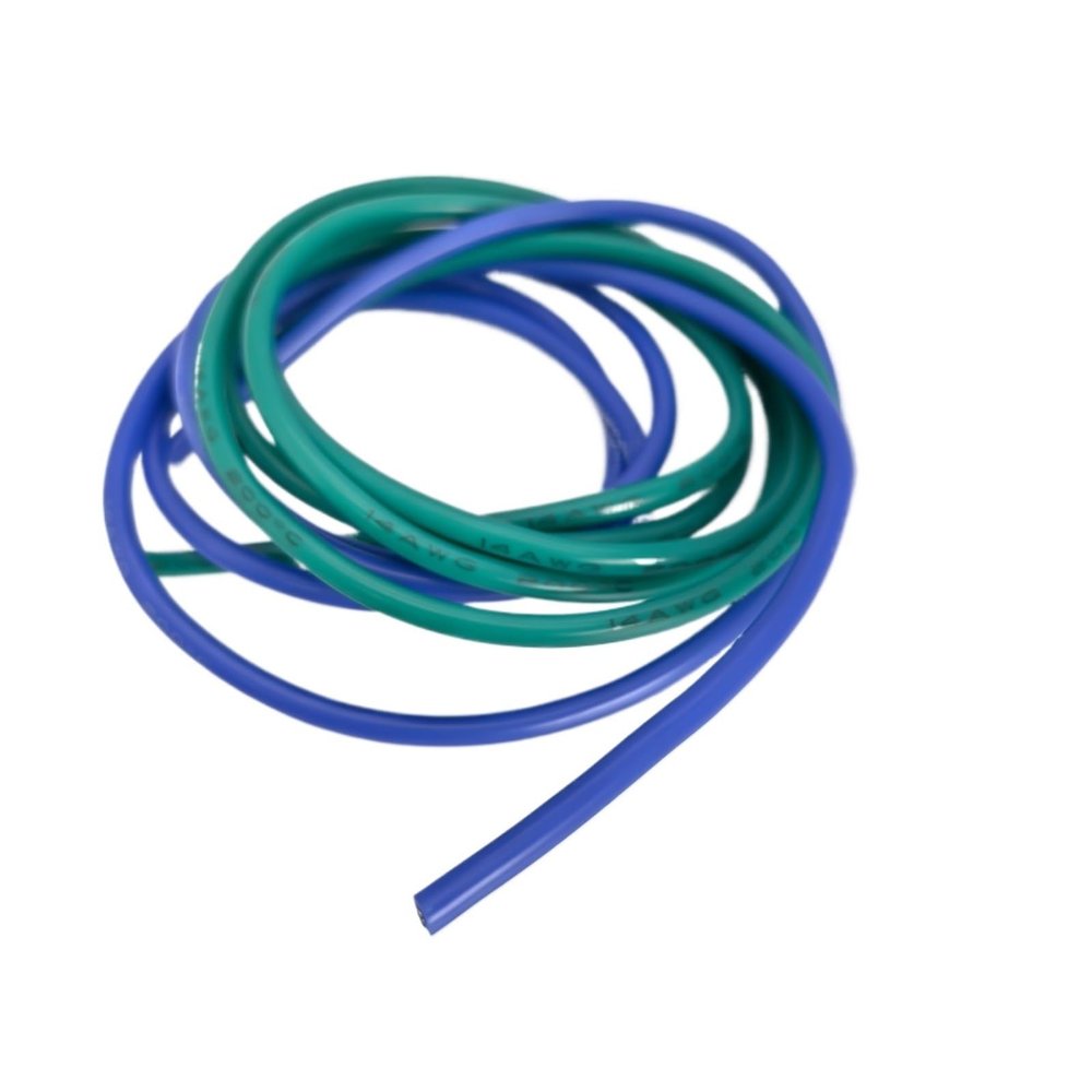 Two Color Wire 16-18-20-22-24-26-28-30 Gauge Silicone Blue/Green Stranded Tinned Copper Hookup Wire Kit DIY(1M Each Color_18 AWG)
