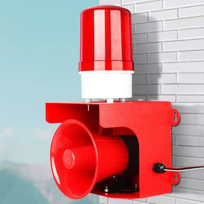 130dB Industrial Siren Alarm, Waterproof Emergency Rotating Beacon Light for Schools, Shopping Malls, Warehouses, Ports, Docks