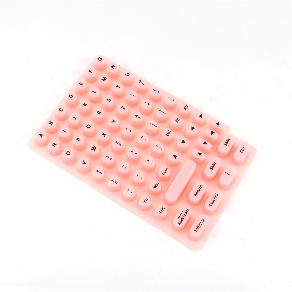 Long Nail Typing Keycap Enhancer Stickers, Computer Key Caps, Self-Adhesive Raised Silicone Key Caps with Letters. (Pink)