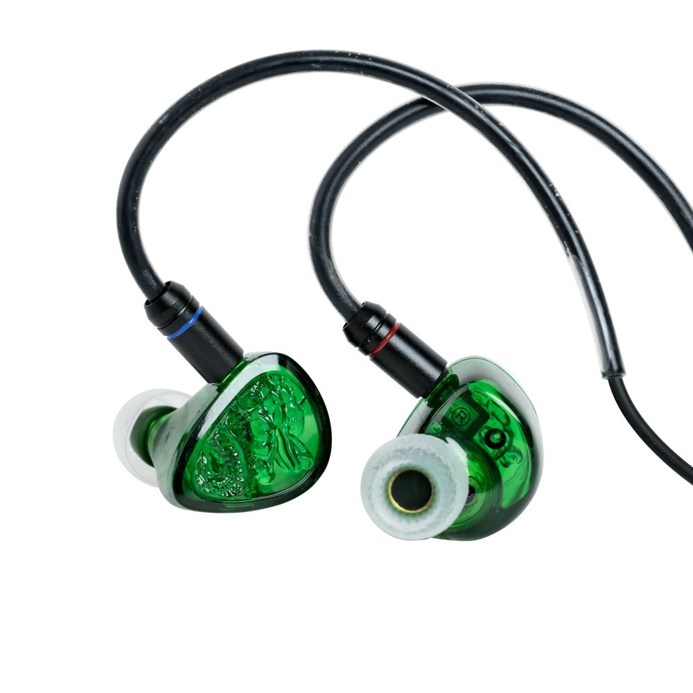 TANGZU Wan'er S.G II Emerald Dragon in Ear Monitor, Gaming IEM Earphones, HiFi Wired Earphones with 10mm PET Diaphragm Dynamic Driver, Flat 0.78mm 2-pin Tangle-Free Detachable Cable (3.5mm with Mic)