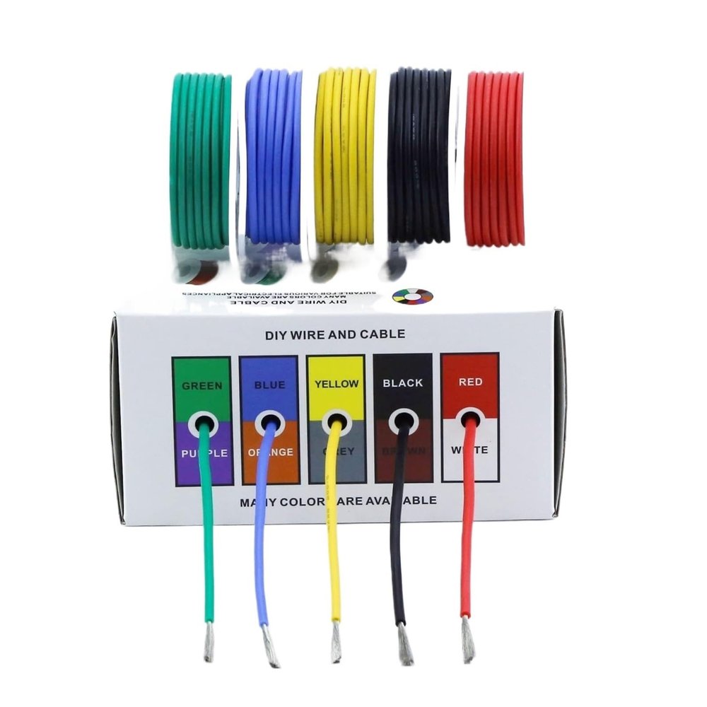 30AWG Wire Flex Silicone 30 Gauge Stranded Tinned Copper Wire, OD: 0.8mm, 5 Colors 32.8ft/10m, Electrical Connection Wire Kit