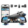 12" Rear View Mirror Camera,4 Channel Mirror Dash Cam Front and Rear Inside,Backup Camera for Cars,5.8GHz WiFi 360 Smart Rearview Camera,APP,GPS,Night Vision Backup Camera, Free 64GB SD Card view 1