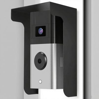Video Doorbell Camera Mount with Sunshade, Black, Metal, Wall Mount, Weather-Resistant, Universal Compatibility, Rainproof, for Home Security, 6 x 3.5 x 2.5 Inches
