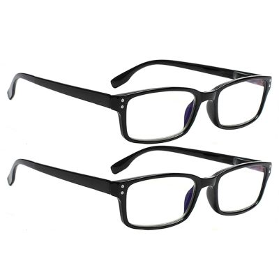 Kerecsen 2 Pack Reading Glasses Blue Light Blocking for Men Women Readers Spring Hinge (2 BLACK, 1.25, x)