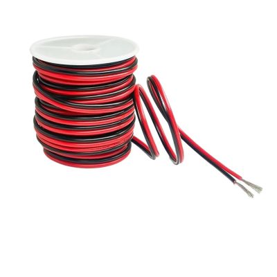 2-pin tinned Copper Wire 16awg-30awg 2468 80C 300V Red and Black Flexible Extension Cord with Spool for LED Strip Lighting(26AWG)