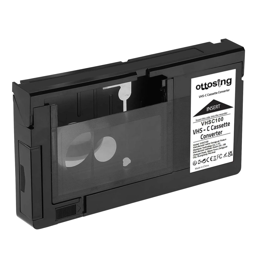 ottosing VHS-C Tape Cassette Adapter for Camcorders Motorized VHS-C to VHSC Ideal for VCR Player, Video Cassette Player and Tapes to Digital Converting