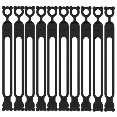 10PCs Silicone Cable Straps Cord Organizer for Bundling Earphone, Phone Charger, Computer Cords, Reusable Cable Ties Wire Organizer in Home,Office,Kitchen,School