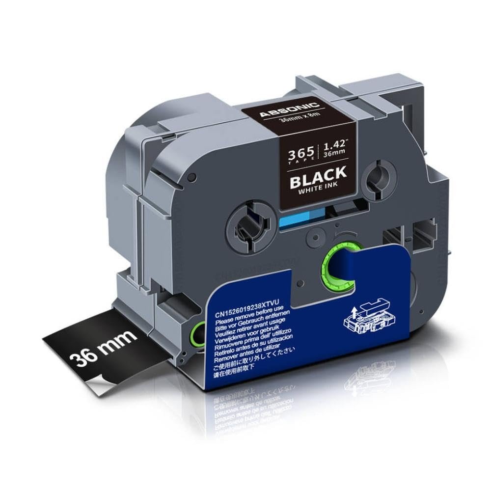 36mm Laminated Label Tape TZe-261 1 Piece Compatible with TZe TZ Tape TZe261 TZ-261 for Label Maker Machine(White on Black)