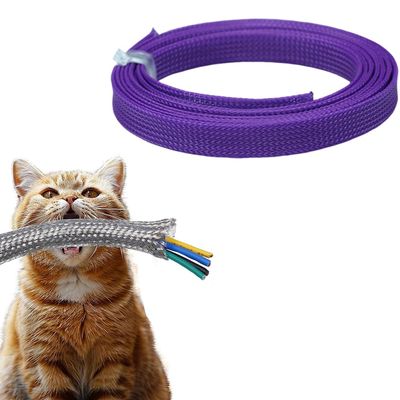 Hegebeck Expandable Braided Cable Sleeving 3.3ft Length - 0.47inch Width, PET Flexible Mesh Protective Sleeves for Tube,Wires,USB Cable,Audio Power Cord,Pets Cats Dogs Chew,Purple 1pc
