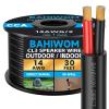 BAHIWOM Outdoor Speaker Wire 14 AWG (30 Feet/9.16 Meters) CCA Speaker Cable CL3 Rated for Patio, Garden, Backyard, Landscape Audio, Direct Burial in Ground/in-Wall Black 2 Conductors view 1