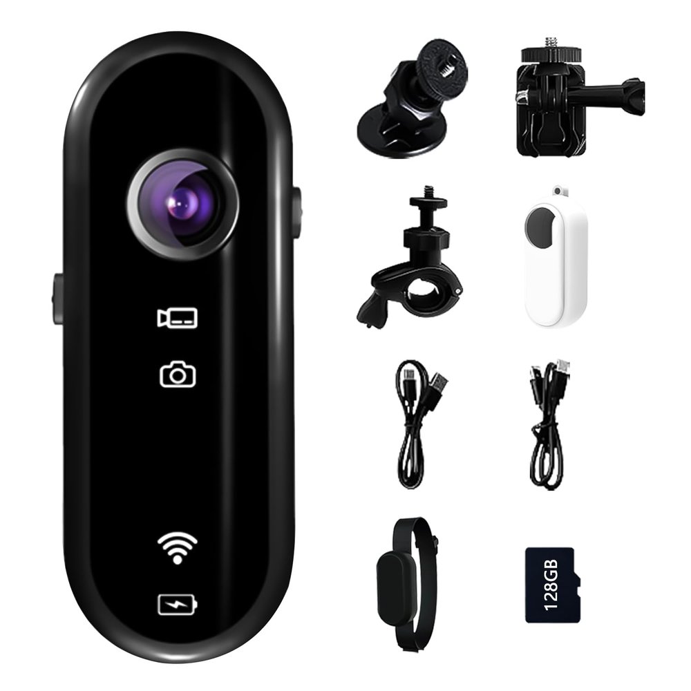 1080P Mini WIFI Action Camera: 128G Thumb Portable Body Worn Camera Wearable Video Recorder with 360 Rotatable Magnetic Clip Easy to Use Pet Walks Outdoor Activities Cycling Travel Outdoor Adventure