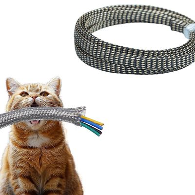 Hegebeck Expandable Braided Cable Sleeving 3.3ft Length - 0.32inch Width, PET Flexible Mesh Protective Sleeves for Tube,Wires,USB Cable,Audio Power Cord,Pets Cats Dogs Chew,Black-Gold-bs 1pc