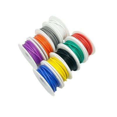 16/17/18/20/22/24/26/28/30 AWG Cable Soft Tinned Copper High Temperature Resistant Silicone Cable with Spool for Electrical/Car(Green,20 AWG-10m 1roll)