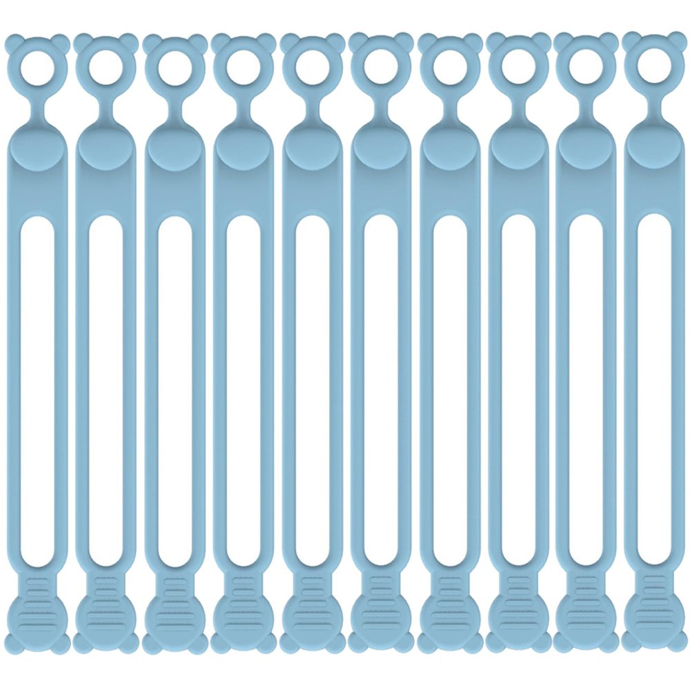 10PCs Silicone Cable Straps Cord Organizer for Bundling Earphone, Phone Charger, Computer Cords, Reusable Cable Ties Wire Organizer in Home,Office,Kitchen,School