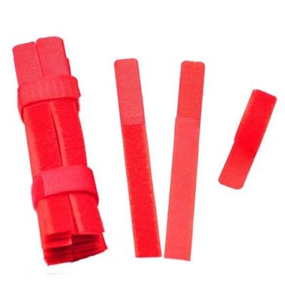 50PCS Reusable Fastening Cable Ties Straps Wire Organizer Cord Keeper Holder Nylon Hook and Loop Tape Wire Wrap Management 18cm(Red)