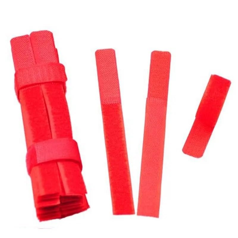50PCS Reusable Fastening Cable Ties Straps Wire Organizer Cord Keeper Holder Nylon Hook and Loop Tape Wire Wrap Management 18cm(Red)