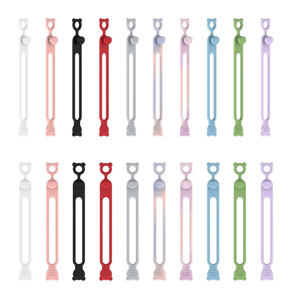 10PCs Silicone Cable Straps Cord Organizer for Bundling Earphone, Phone Charger, Computer Cords, Reusable Cable Ties Wire Organizer in Home,Office,Kitchen,School