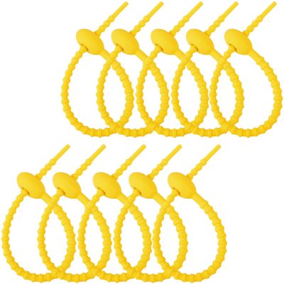 10 Pcs Silicone Zip Ties Bag Clip, Cable Straps, 8 Inch Reusable Rubber Twist Straps, All-Purpose Ties, Silicone Cord, Household Snake Holder for Seal Plastic Bags Wires and Cables