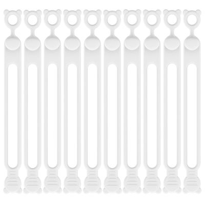 10PCs Silicone Cable Straps Cord Organizer for Bundling Earphone, Phone Charger, Computer Cords, Reusable Cable Ties Wire Organizer in Home,Office,Kitchen,School