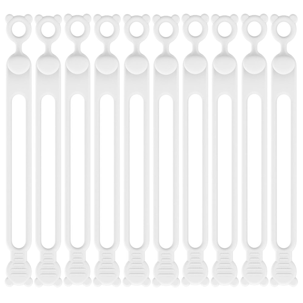 10PCs Silicone Cable Straps Cord Organizer for Bundling Earphone, Phone Charger, Computer Cords, Reusable Cable Ties Wire Organizer in Home,Office,Kitchen,School