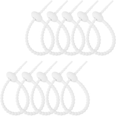 10 Pcs Silicone Zip Ties Bag Clip, Cable Straps, 8 Inch Reusable Rubber Twist Straps, All-Purpose Ties, Silicone Cord, Household Snake Holder for Seal Plastic Bags Wires and Cables