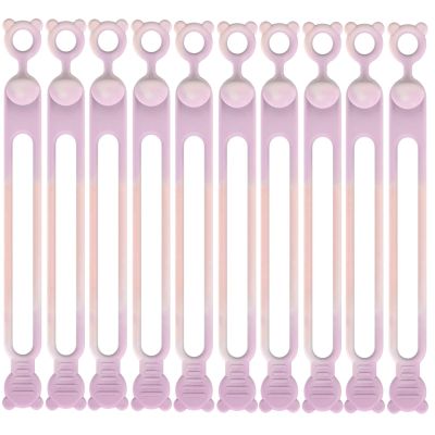10PCs Silicone Cable Straps Cord Organizer for Bundling Earphone, Phone Charger, Computer Cords, Reusable Cable Ties Wire Organizer in Home,Office,Kitchen,School
