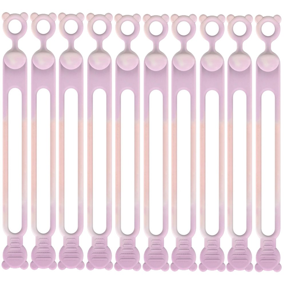 10PCs Silicone Cable Straps Cord Organizer for Bundling Earphone, Phone Charger, Computer Cords, Reusable Cable Ties Wire Organizer in Home,Office,Kitchen,School