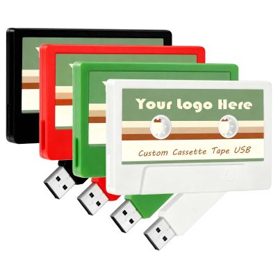 JBOS 50 Pack Custom USB Flash Drive 32GB USB 2.0 Cassette Tape Retro Personalized Thumb Drives, Customizable Memory Sticks for Branding, Corporate Events & Music Presents